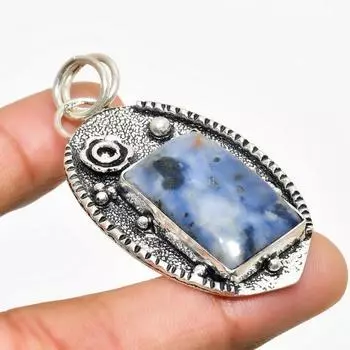 Ювелирный кулон ручной работы с драгоценным камнем содалитом 925 пробы, посеребренный, 2,08 дюйма 2.08 синий