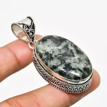 Ювелирный кулон ручной работы с драгоценным камнем Звезда Галактики 925 пробы, посеребренный, 2,08 дюйма 2.08 зелёный