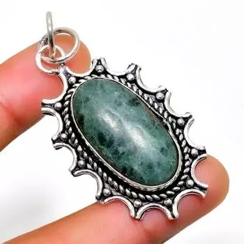 Ювелирный кулон ручной работы с драгоценным камнем Звезда Галактики 925 пробы, посеребренный, 2,08 дюйма 2.08 зелёный