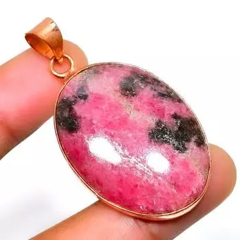 Ювелирный кулон ручной работы с драгоценным камнем Родонит 925 пробы, посеребренный, 1,89 дюйма 1.89 розовый
