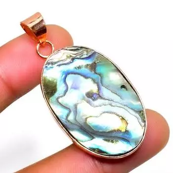 Ювелирный кулон ручной работы с драгоценным камнем из ракушки ушка 925 пробы, посеребренный, 1,89 дюйма 1.89 синий