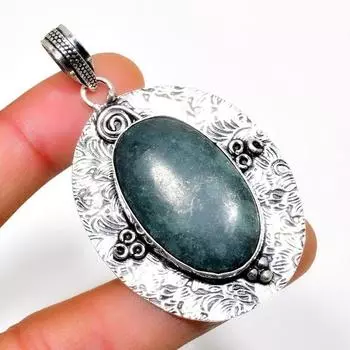 Ювелирный кулон ручной работы с драгоценным камнем Звезда Галактики 925 пробы, посеребренный, 2,27 дюйма 2.27 зелёный