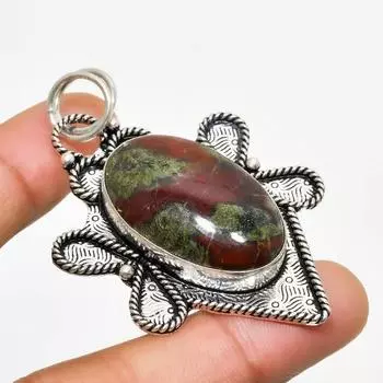 Ювелирный кулон ручной работы с драгоценным камнем «Кровь дракона», посеребренный 925 пробы, 2,27 дюйма 2.27 розовый