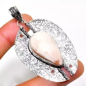 Ювелирный кулон ручной работы с драгоценным камнем сколецит 925 пробы, посеребренный, 2,46 дюйма 2.46 белый