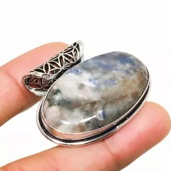 Ювелирный кулон ручной работы с драгоценным камнем содалитом 925 пробы, посеребренный, 1,13 дюйма 1.13 синий