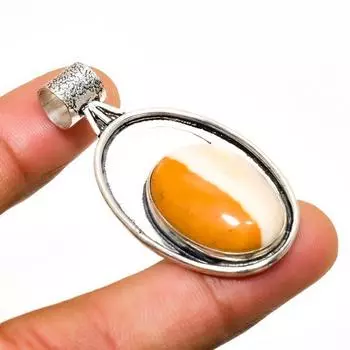 Ювелирный кулон ручной работы с драгоценным камнем Мукаит, посеребренный 925 пробы, 1,89 дюйма 1.89 красный