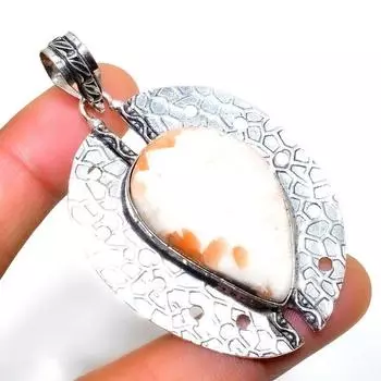 Ювелирный кулон ручной работы с драгоценным камнем сколецит 925 пробы, посеребренный, 2,46 дюйма 2.46 белый