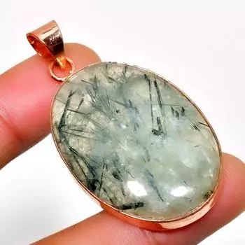 Ювелирный кулон ручной работы с драгоценным камнем пренит 925 пробы, посеребренный, 1,89 дюйма 1.89 зелёный