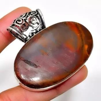 Ювелирный кулон ручной работы с драгоценным камнем Мукаит 925 пробы, посеребренный, 1,89 дюйма 1.89 красный