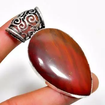 Ювелирный кулон ручной работы с драгоценным камнем Мукаит 925 пробы, посеребренный, 2,46 дюйма 2.46 красный