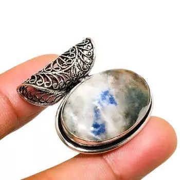 Ювелирный кулон ручной работы с драгоценным камнем содалитом 925 пробы, посеребренный, 1,13 дюйма 1.13 синий