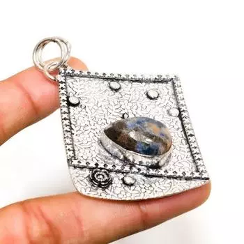 Ювелирный кулон ручной работы с драгоценным камнем содалитом 925 пробы, посеребренный, 2,46 дюйма 2.46 синий