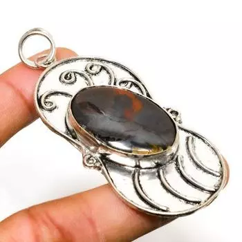 Ювелирный кулон ручной работы с драгоценным камнем Тигровый глаз 925 пробы, посеребренный, 2,65 дюйма 2.65 жёлтый