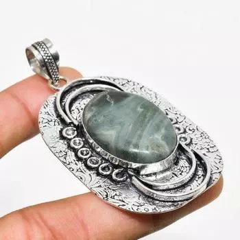 Ювелирный кулон ручной работы с драгоценным камнем Императорская яшма 925 пробы с серебряным покрытием 2,65 дюйма 2.65 красный