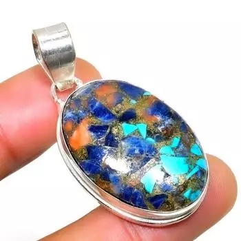 Ювелирный кулон ручной работы с драгоценным камнем Колючая устрица 925 пробы, посеребренный, 1,70 дюйма 1.70 оранжевый