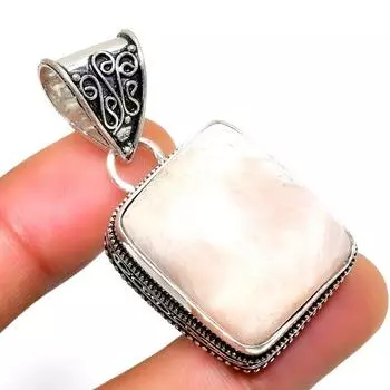 Ювелирный кулон ручной работы с драгоценным камнем сколецит 925 пробы, посеребренный, 1,70 дюйма 1.70 белый