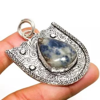 Ювелирный кулон ручной работы с драгоценным камнем содалитом 925 пробы, посеребренный, 2,08 дюйма 2.08 синий