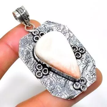 Ювелирный кулон ручной работы с драгоценным камнем сколецит 925 пробы, посеребренный, 2,34 дюйма 2.34 белый