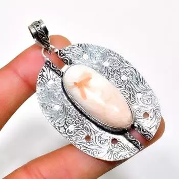 Ювелирный кулон ручной работы с драгоценным камнем сколецит 925 пробы, посеребренный, 2,46 дюйма 2.46 белый