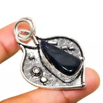 Ювелирный кулон ручной работы с драгоценным камнем содалитом 925 пробы, посеребренный, 2,08 дюйма 2.08 синий