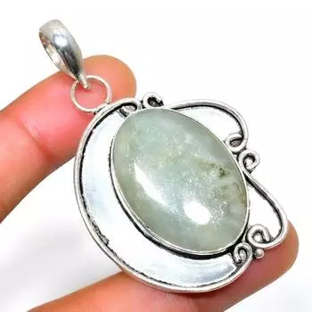 Ювелирный кулон ручной работы с драгоценным камнем аквамарин 925 пробы, посеребренный, 2,27 дюйма 2.27 цвет морской волны