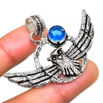 Ювелирный кулон ручной работы с драгоценным камнем Swissblue топаз 925 пробы, посеребренный, 1,51 дюйма 1.51 синий