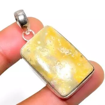 Ювелирный кулон ручной работы с драгоценным камнем 925 пробы шмеля и яшмой, посеребренный, 1,70 дюйма 1.70 жёлтый