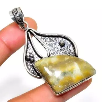 Ювелирный кулон ручной работы с драгоценным камнем 925 пробы шмель и яшмой, посеребренный, 2,27 дюйма 2.27 жёлтый