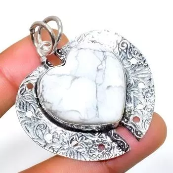 Ювелирный кулон ручной работы с говлитовой яшмой 925 пробы, посеребренный, 1,89 дюйма 1.89 белый