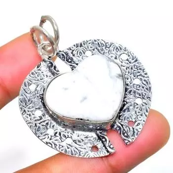 Ювелирный кулон ручной работы с говлитовой яшмой 925 пробы, посеребренный, 1,89 дюйма 1.89 белый