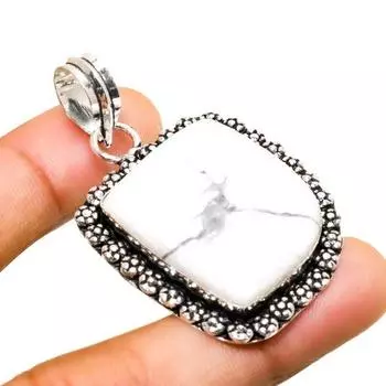 Ювелирный кулон ручной работы с говлитовой яшмой, посеребренный 925 пробы, 2,08 дюйма 2.08 белый