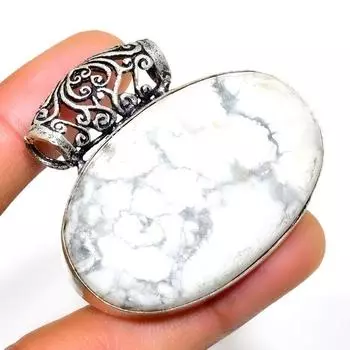 Ювелирный кулон ручной работы с говлитовой яшмой 925 пробы, посеребренный, 1,70 дюйма 1.70 белый