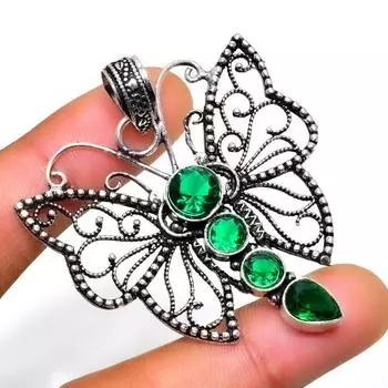 Ювелирный кулон ручной работы с хром-диопсидом 925 пробы, посеребренный, 2,08 дюйма 2.08 зелёный