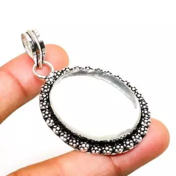 Ювелирный кулон ручной работы с хрустальным кварцем и серебром 925 пробы 2,08 дюйма 2.08 белый