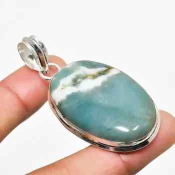 Ювелирный кулон ручной работы с индийским моховым агатом и серебром 925 пробы 2,08 дюйма 2.08 зелёный