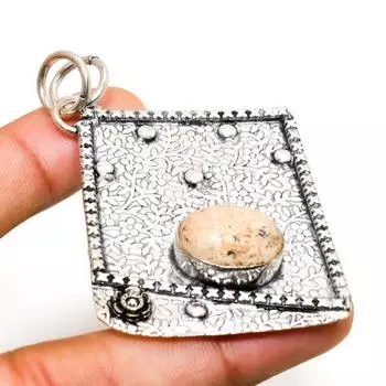 Ювелирный кулон ручной работы с изображением яшмы, посеребренный 925 пробы, 2,65 дюйма 2.65 жёлтый