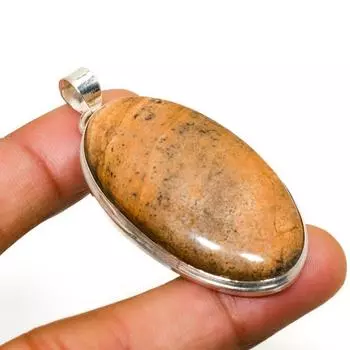 Ювелирный кулон ручной работы с изображением яшмы 925 пробы, посеребренный, 2,08 дюйма 2.08 жёлтый
