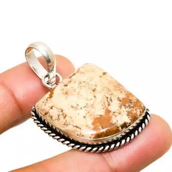 Ювелирный кулон ручной работы с изображением яшмы, посеребренный 925 пробы, 1,70 дюйма 1.70 жёлтый