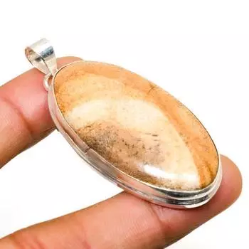 Ювелирный кулон ручной работы с изображением яшмы 925 пробы, посеребренный, 2,08 дюйма 2.08 жёлтый