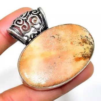 Ювелирный кулон ручной работы с изображением яшмы 925 пробы, посеребренный, 1,70 дюйма 1.70 жёлтый