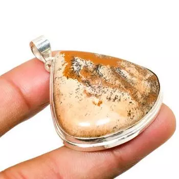 Ювелирный кулон ручной работы с изображением яшмы, посеребренный 925 пробы, 1,70 дюйма 1.70 жёлтый