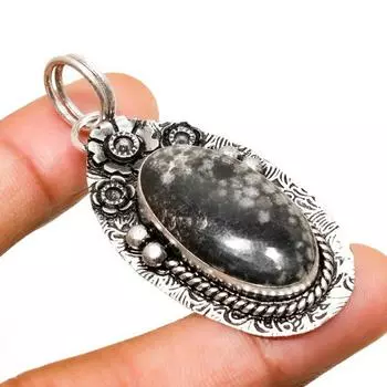 Ювелирный кулон ручной работы с коралловым скатом 925 пробы и покрытием из серебра 2,08 дюйма 2.08 чёрный