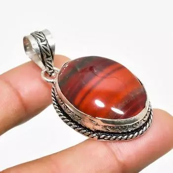 Ювелирный кулон ручной работы с красным змеиной кожей, посеребренный 925 пробы, 1,70 дюйма 1.70 красный