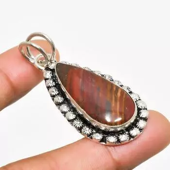 Ювелирный кулон ручной работы с красным змеиной кожей, посеребренный 925 пробы, 1,89 дюйма 1.89 красный