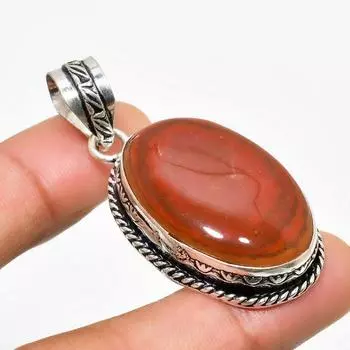 Ювелирный кулон ручной работы с красным змеиной кожей, посеребренный 925 пробы, 1,89 дюйма 1.89 красный