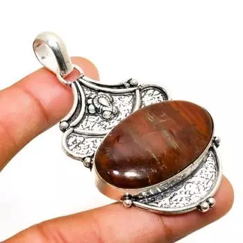 Ювелирный кулон ручной работы с красным змеиным камнем, посеребренный 925 пробы, 2,65 дюйма 2.65 красный