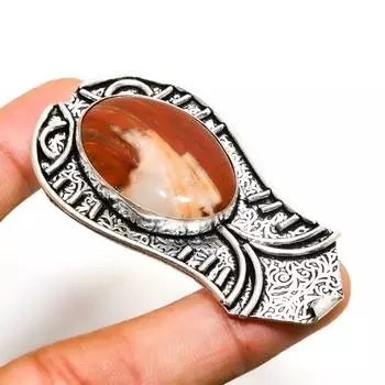 Ювелирный кулон ручной работы с красным змеиным камнем, посеребренный 925 пробы, 2,46 дюйма 2.46 красный