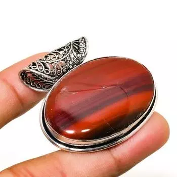 Ювелирный кулон ручной работы с красным змеиным камнем, посеребренный 925 пробы, 1,32 дюйма 1.32 красный