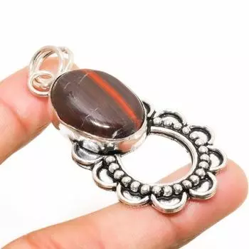 Ювелирный кулон ручной работы с красным змеиным камнем, посеребренный 925 пробы, 2,27 дюйма 2.27 красный