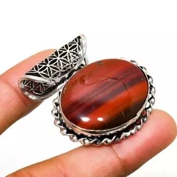 Ювелирный кулон ручной работы с красным змеиным камнем, посеребренный 925 пробы, 1,32 дюйма 1.32 красный